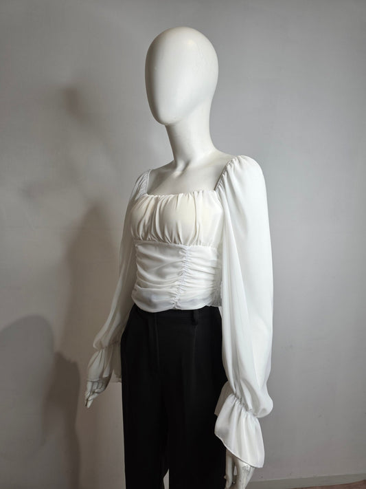 Top con maniche a sbuffo - bianco - Lunae Boutique