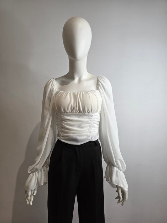 Top con maniche a sbuffo - bianco - Lunae Boutique
