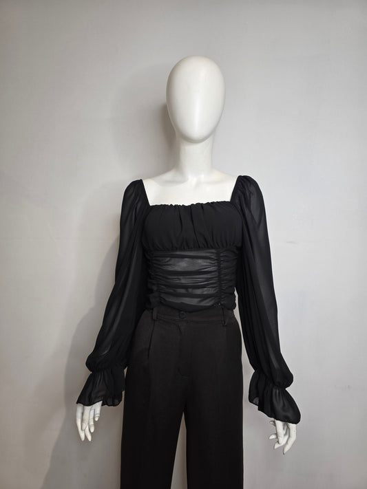 Top con maniche a sbuffo - nero - Lunae Boutique